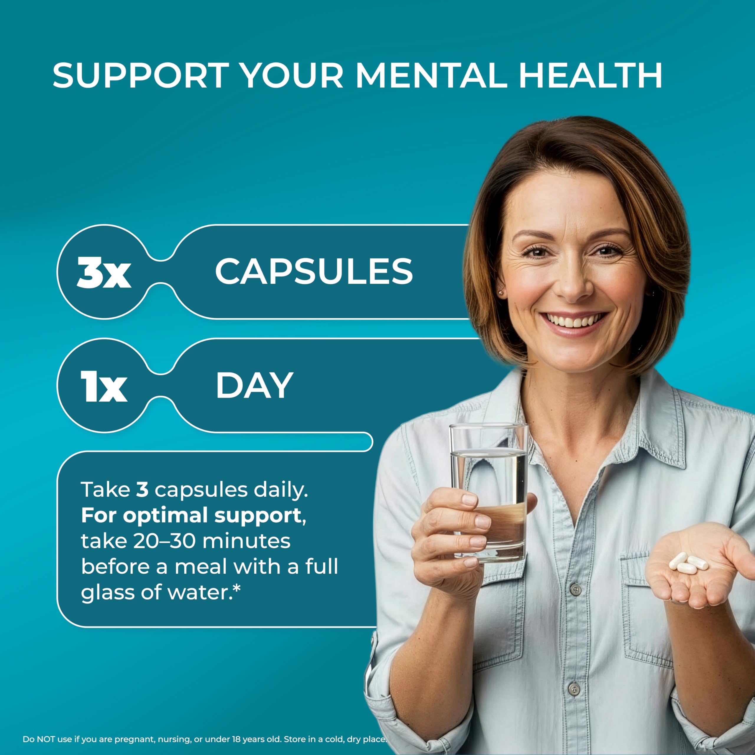 PUREHEALTH RESEARCH Stress Release Complex, ingredientes clave como ashwagandha para relajación.