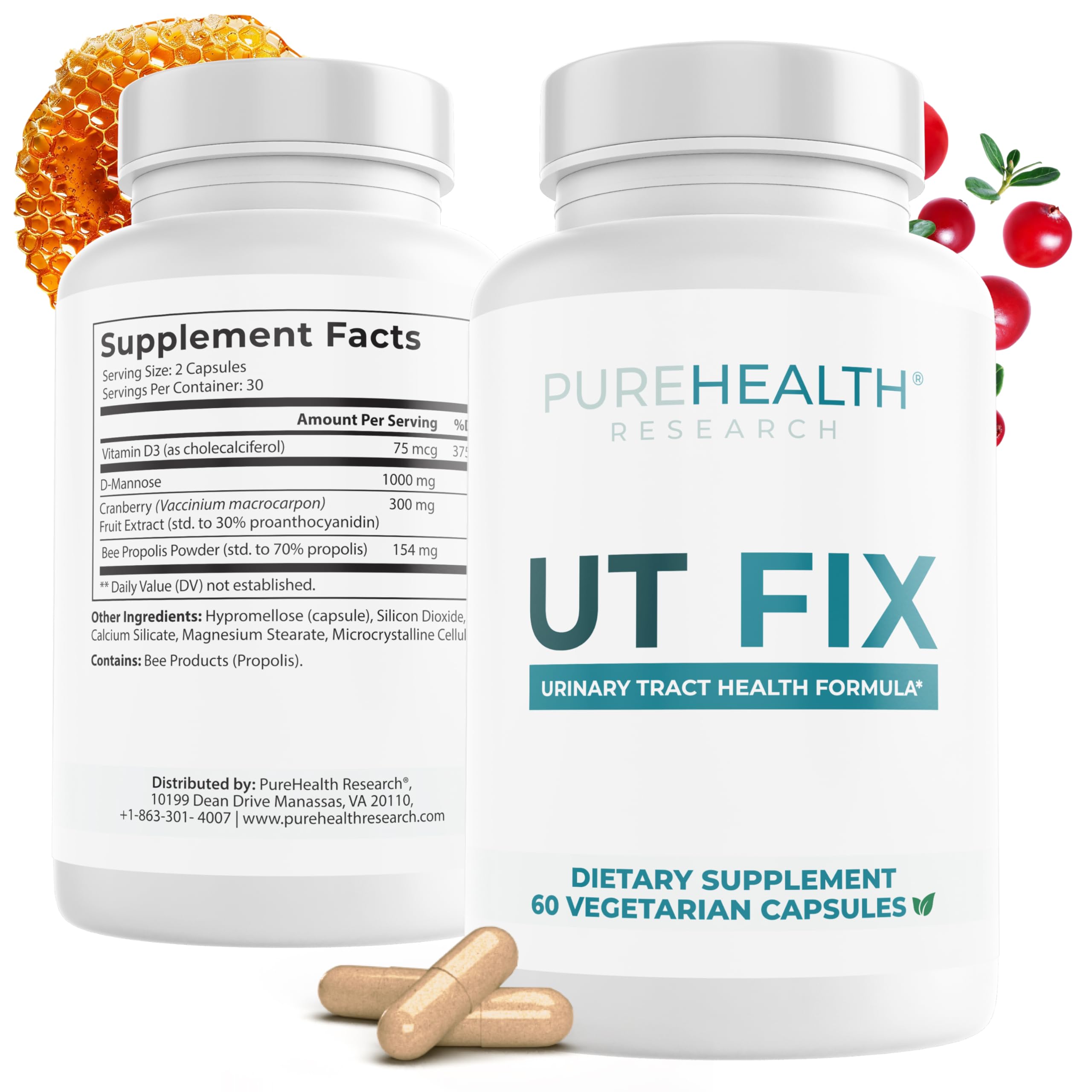 UT Fix de PUREHEALTH RESEARCH: botella de cápsulas para apoyo urinario diario