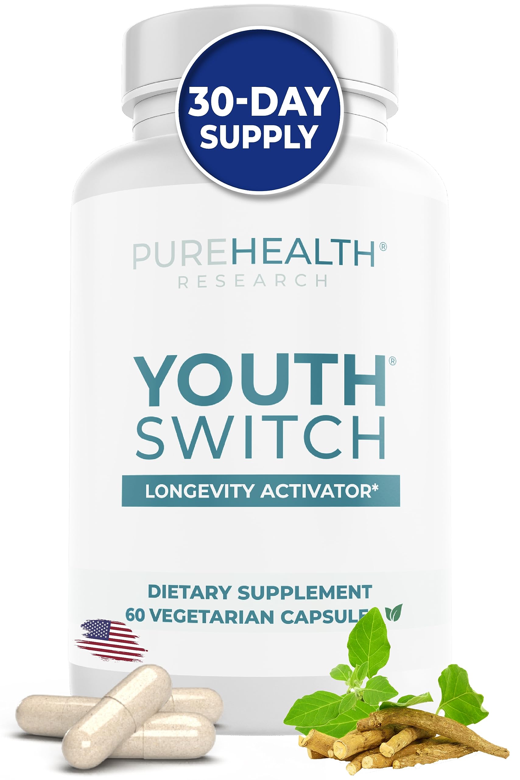 PUREHEALTH RESEARCH Youth Switch: botella con cápsulas para uso diario