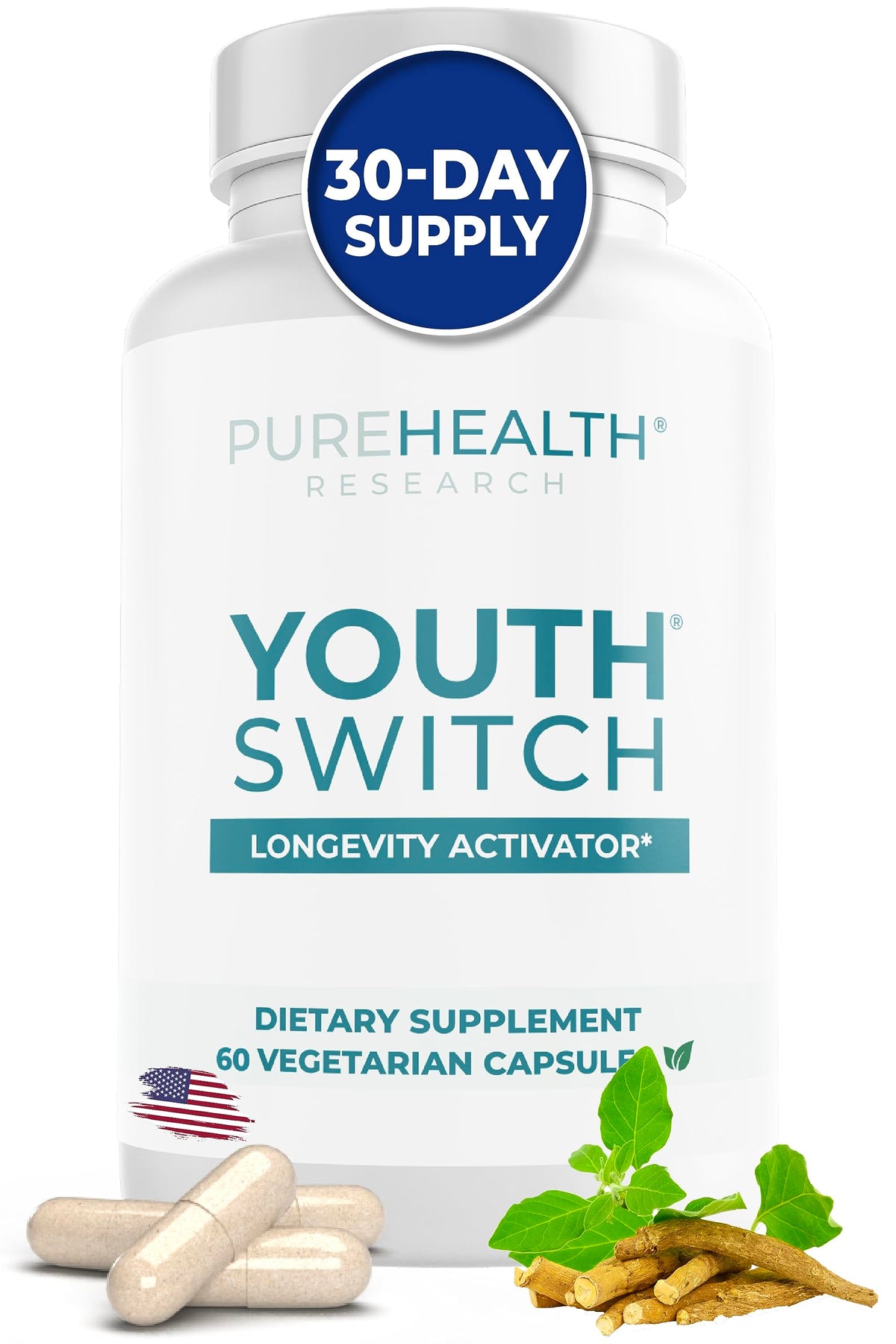 PUREHEALTH RESEARCH Youth Switch: botella con cápsulas para uso diario