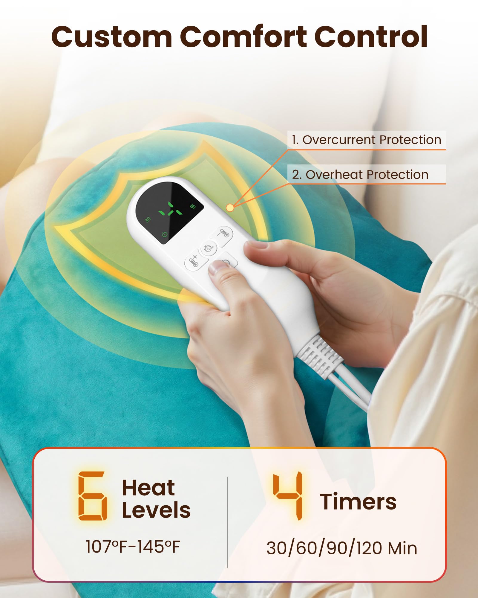Purella diseño ergonómico que abraza cuello y hombros para calor estable.