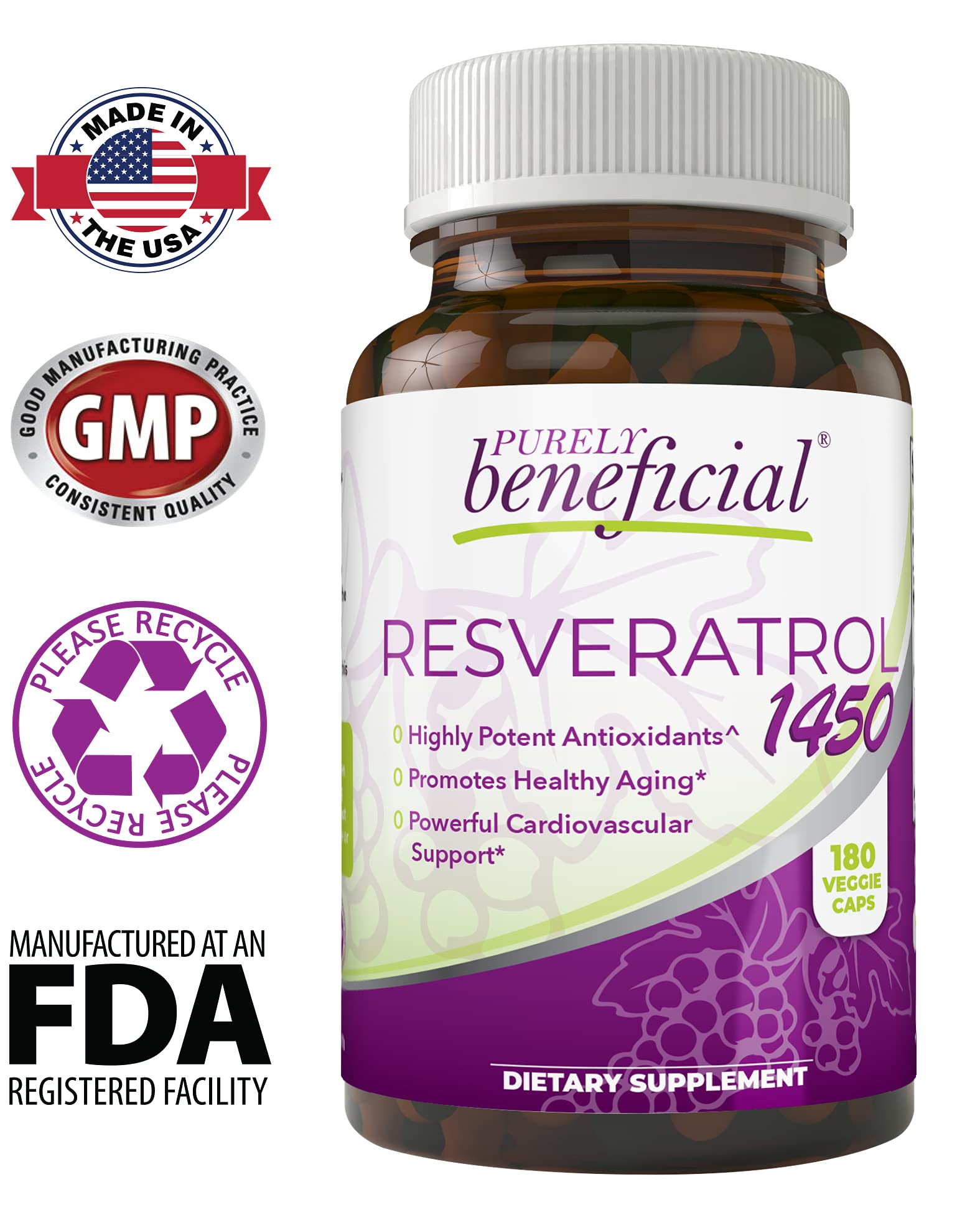 PURELY beneficial RESVERATROL1450 detalle de ingredientes naturales