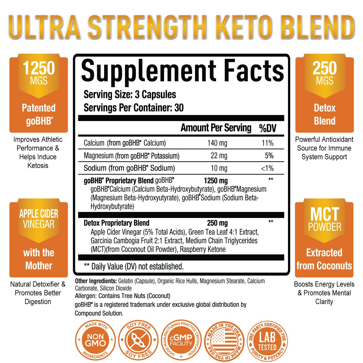 Capsulas Purely Optimal Keto BHB ACV para energía sostenida durante el día.
