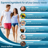 Purely Optimal Premium Multi Collagen Peptides cápsulas en mano para uso diario
