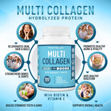 Purely Optimal Premium Multi Collagen Peptides cápsulas en mano para consumo diario