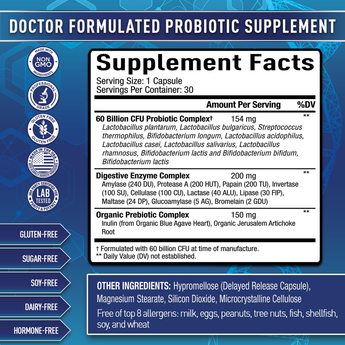 Purely Optimal Probiotics: cápsulas de liberación diferida, llegan al intestino para mayor efectividad.