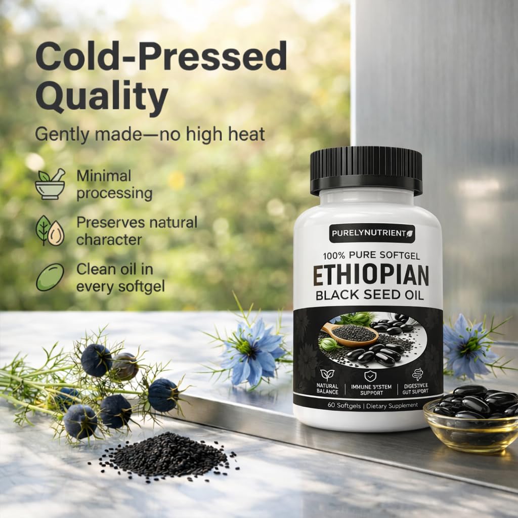 Empaque PURELYNUTRIENT para aceite de semilla negra etíope.