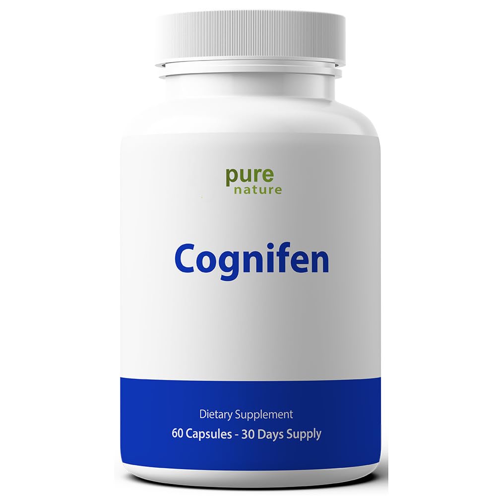 PureNature Cognifen, botella visible, apoyo potencial a la memoria para tareas diarias.