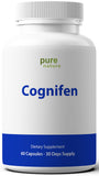 PureNature Cognifen, etiqueta clara, fórmula sin OGM y sin gluten para bienestar diario.