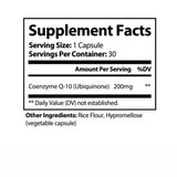 PureNature CoQ10 200mg en etiqueta: uso diario para mantener energía.