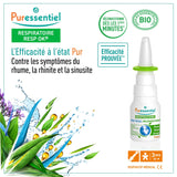 Puressentiel agua de mar hipertónica limpia y refresca las vías nasales.
