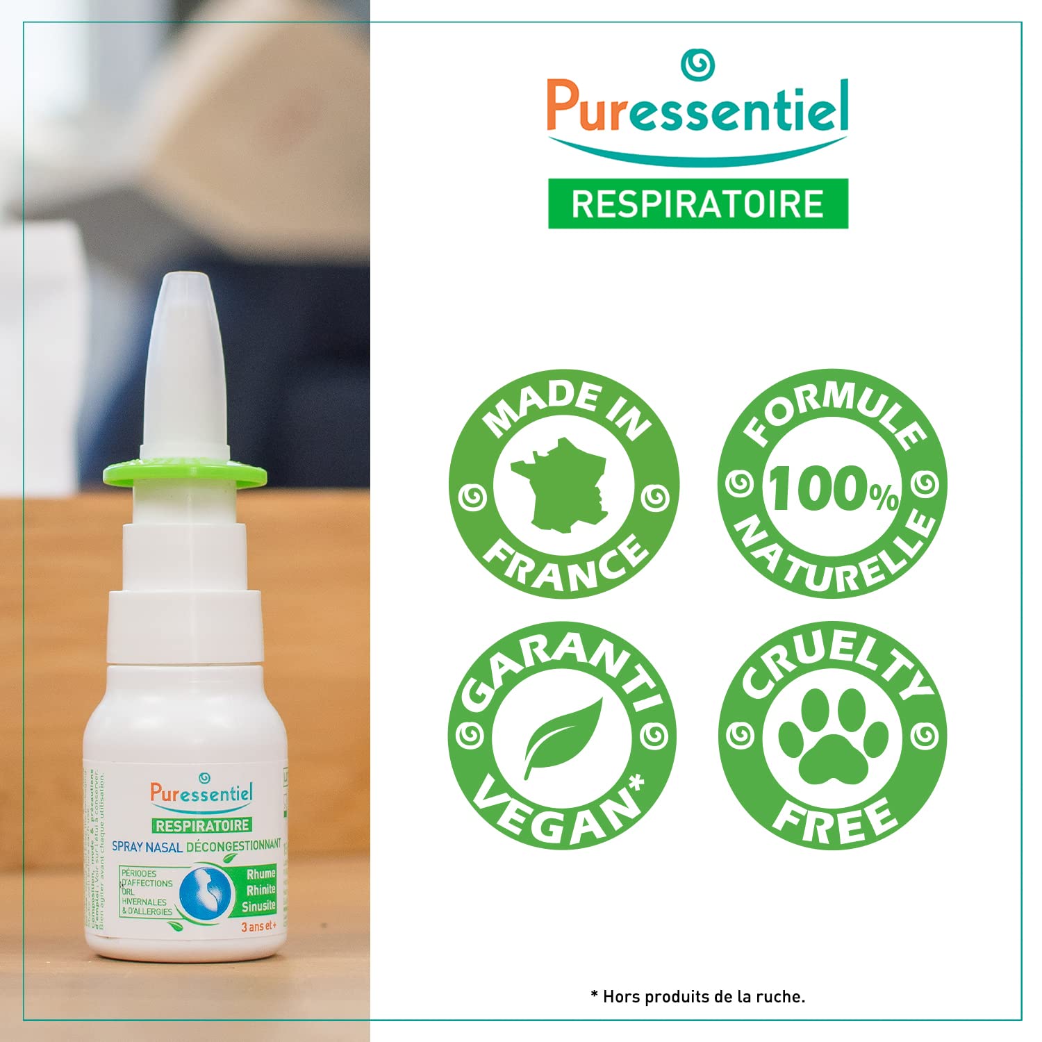Puressentiel fórmula natural para descongestión suave en adultos.