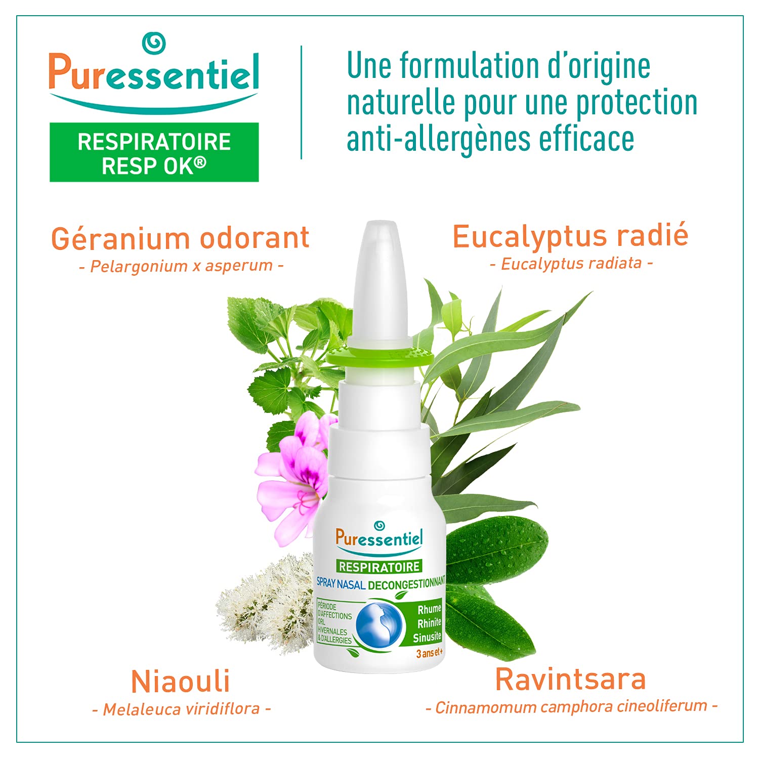 Puressentiel spray nasal hidratante mejora la hidratación de las vías nasales.