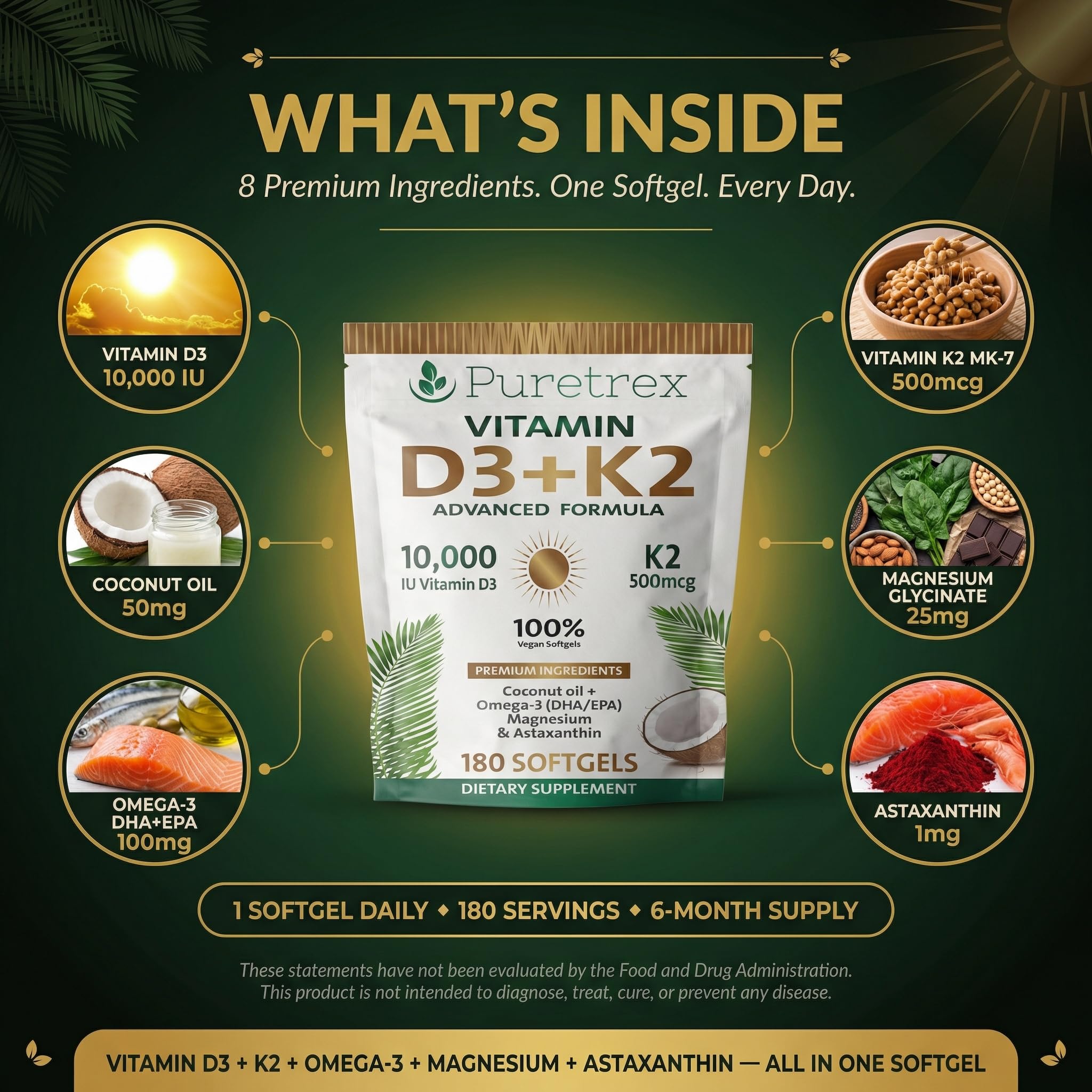 PURETREX softgels veganos, textura suave y fácil de tragar.