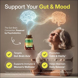 PUREWELL SCIENCES Psychobiotics: detalle de cápsula resistente para entrega al intestino.