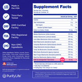Purify Life gomitas cordyceps, energía sostenida sin azúcar.