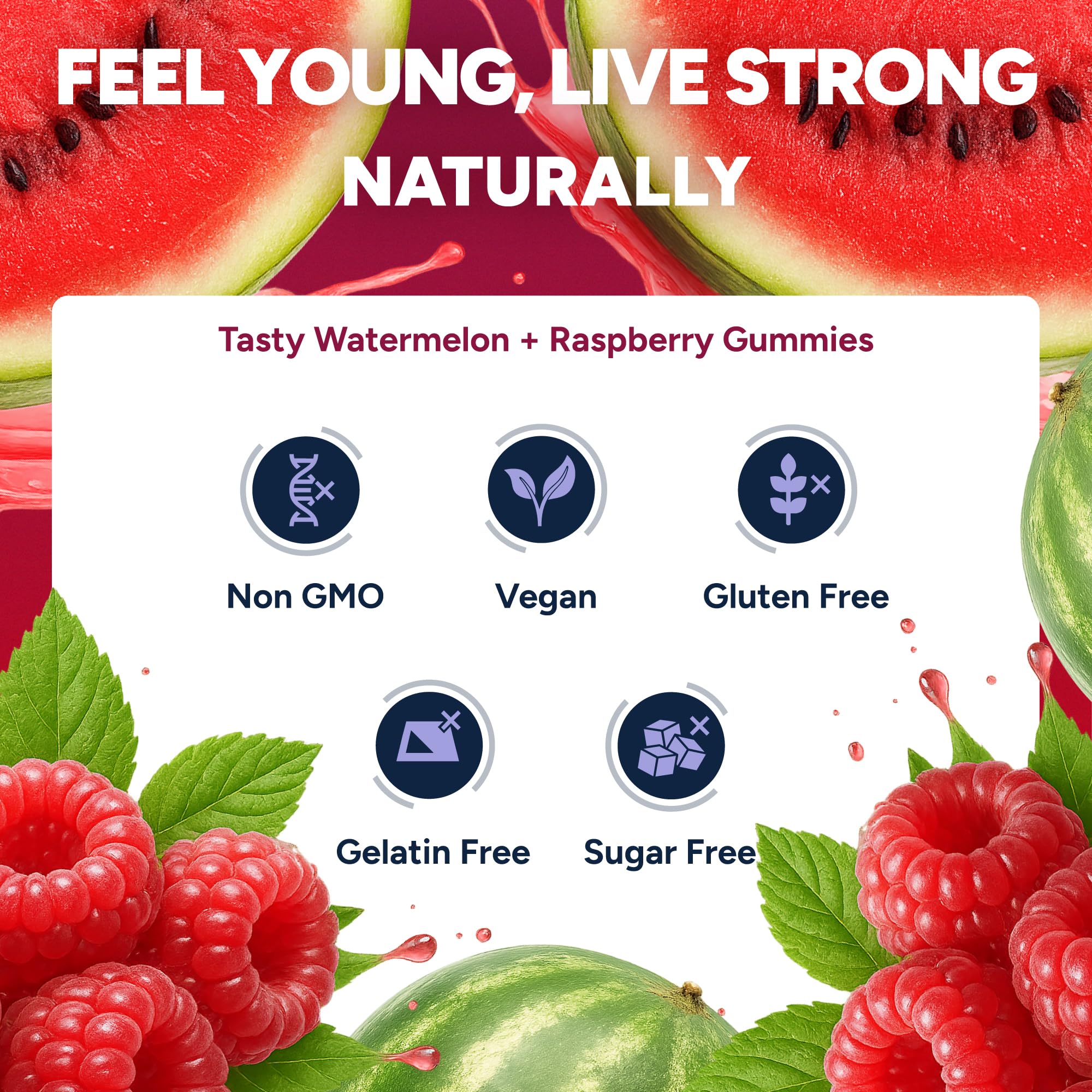 Purify Life gomitas resveratrol sin azúcar, textura masticable para comer fácilmente.
