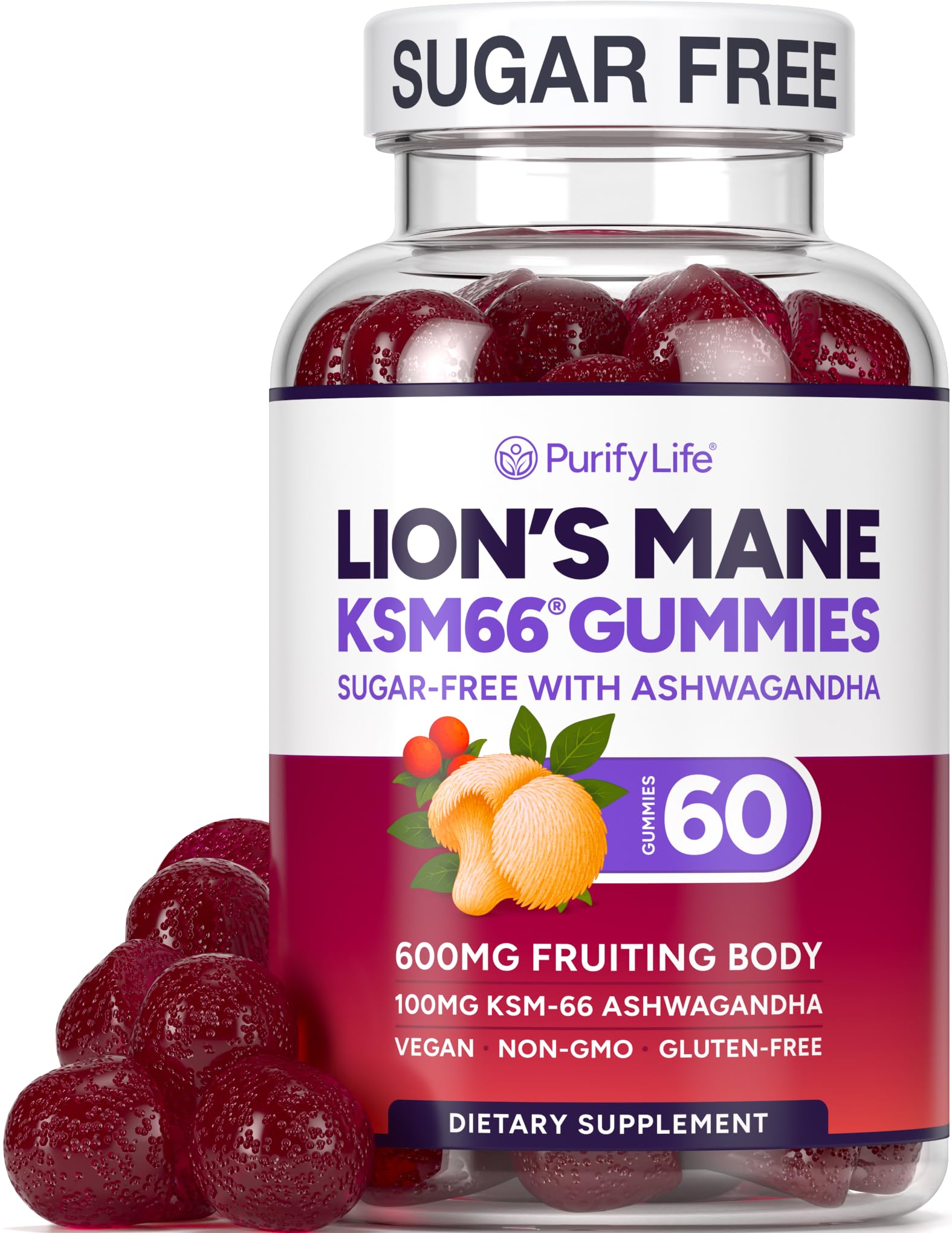 Purify Life gomitas sin azúcar Melena de León para claridad mental