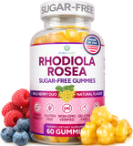 Purify Life Rhodiola Rosea gomitas frente del frasco para energía diaria.