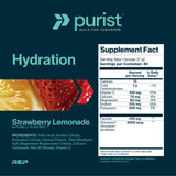 Purist en vaso con agua fría, hidratación rápida para entrenamiento.