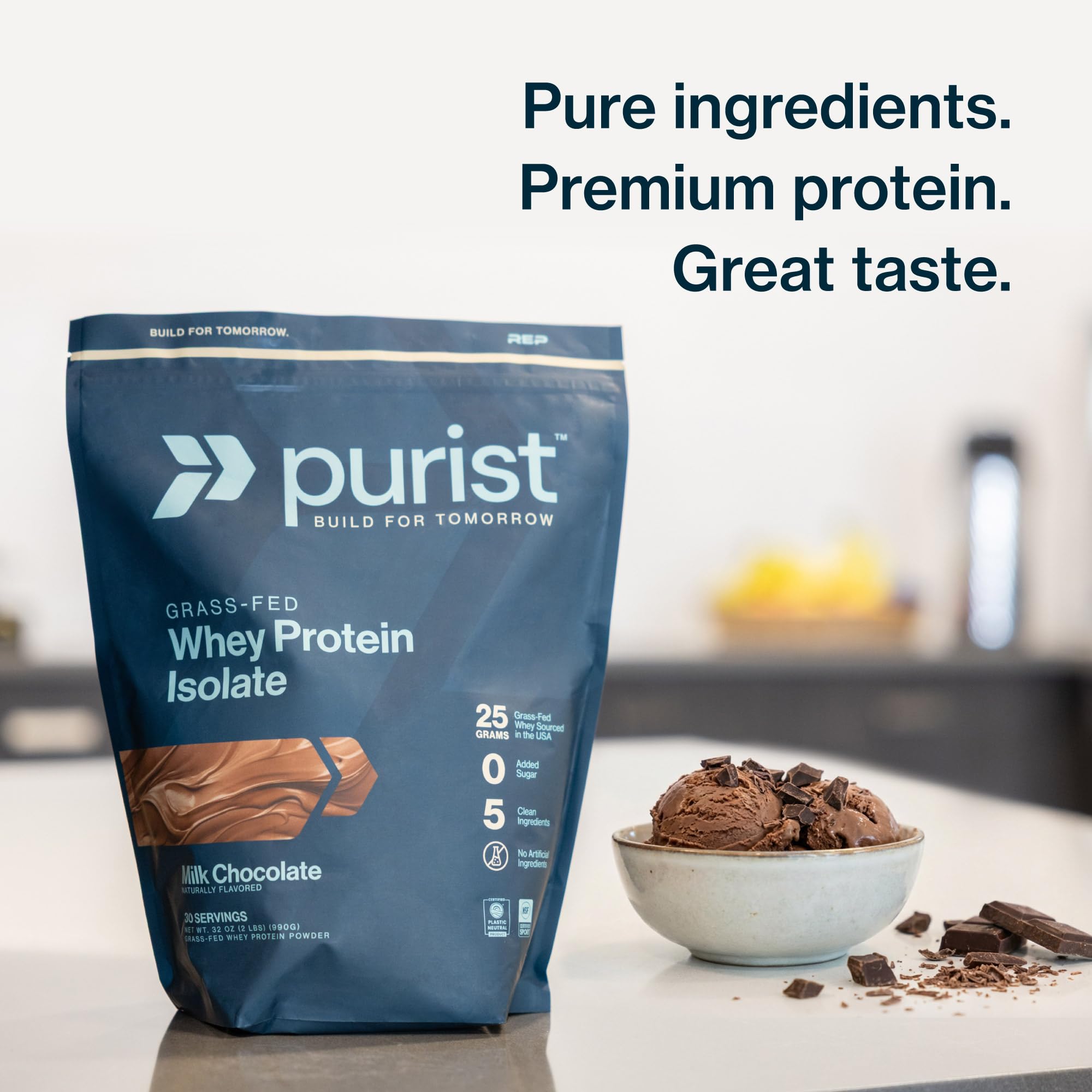 Purist REP Proteína de suero para mujeres y hombres con estilo de vida activo.