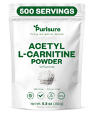 Purisure ALCAR polvo acetil L-carnitina, impulso de energía para entrenamientos.