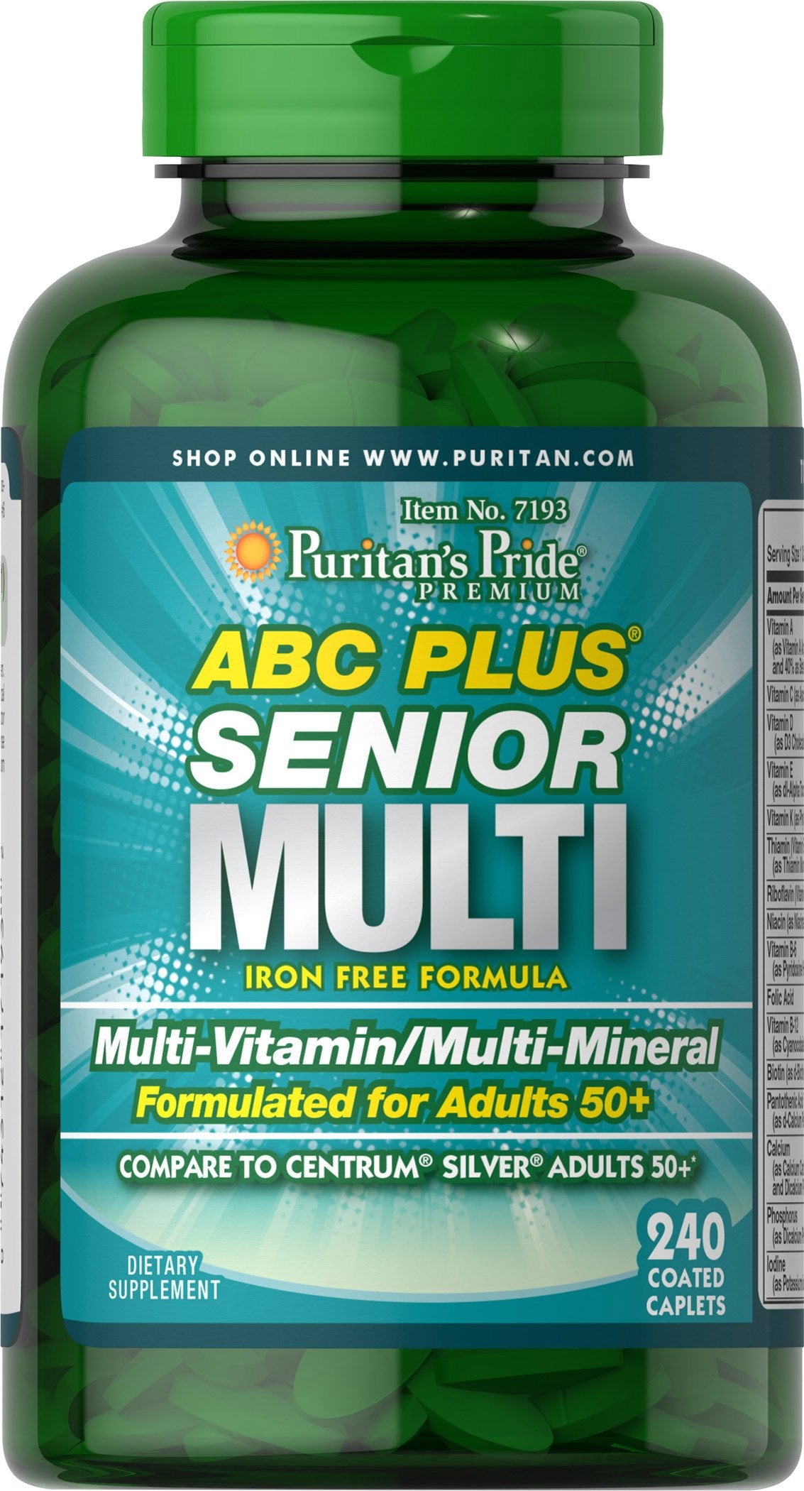 Puritan's Pride ABC Plus cápsulas senior para mayores de 50 años