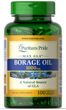 Puritan's Pride Aceite de borraja, botella de 1 g, fuente vegetal de Omega-6 para equilibrio diario.
