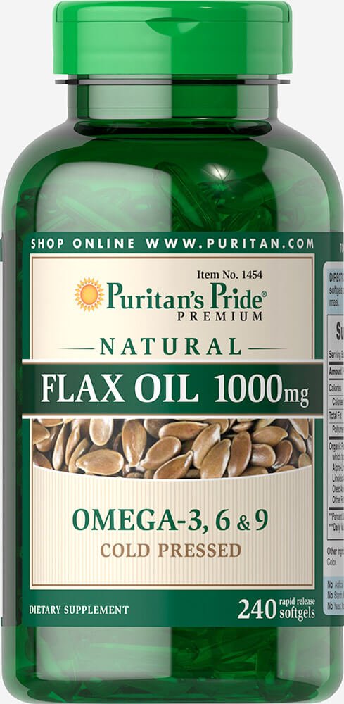 Puritan's Pride Aceite de Linaza, cápsulas blandas de 1000 mg para una dieta equilibrada.