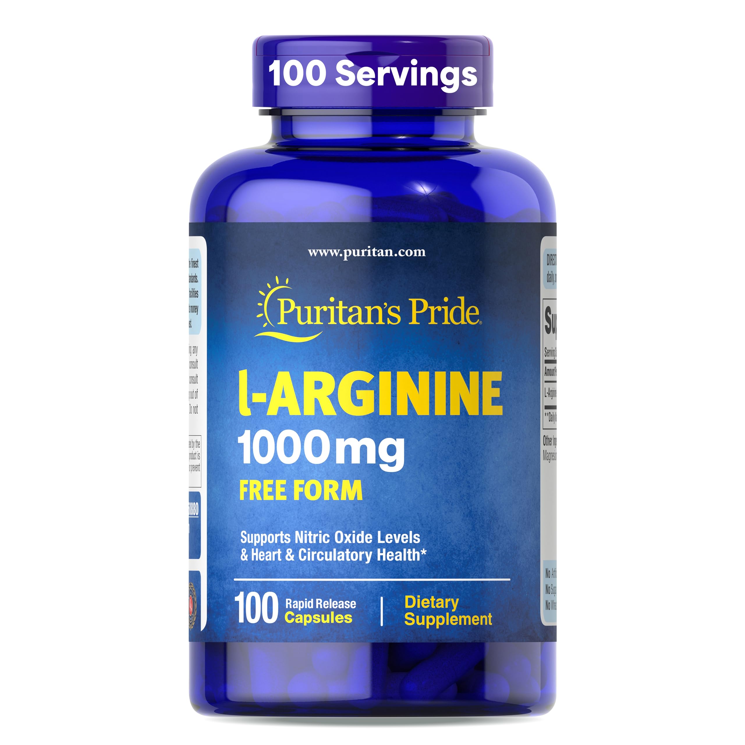 Puritan's Pride L-Arginina 1000 mg: cápsulas para apoyar la circulación.