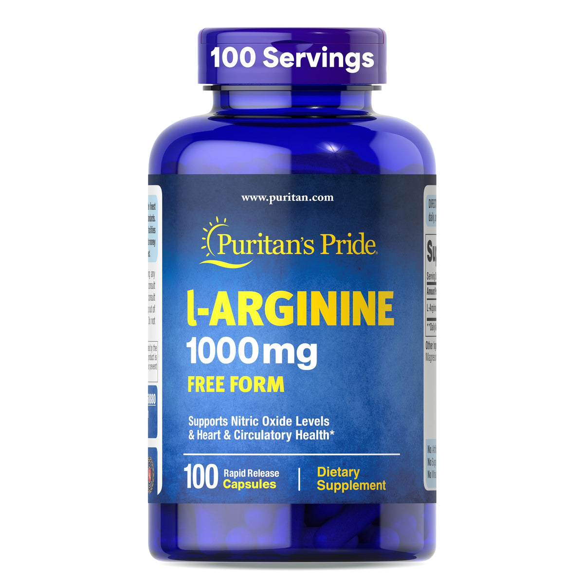 Puritan's Pride L-Arginina 1000 mg: cápsulas para apoyar la circulación.