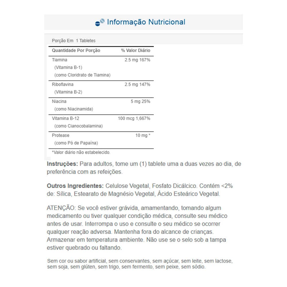 Puritan's Pride B-Complex Etiqueta con ingredientes y notas de seguridad.