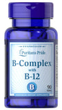Puritan's Pride B-Complex Tabletas, vista frontal del frasco, apoyo al metabolismo diario.