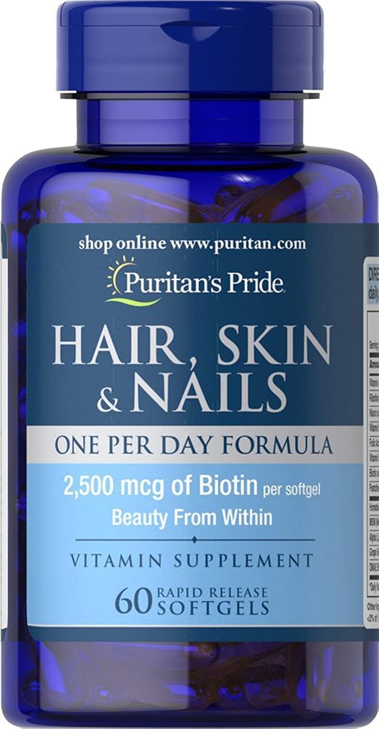Puritan's Pride botella de cabello-piel-uñas, apoyo para cabello saludable.
