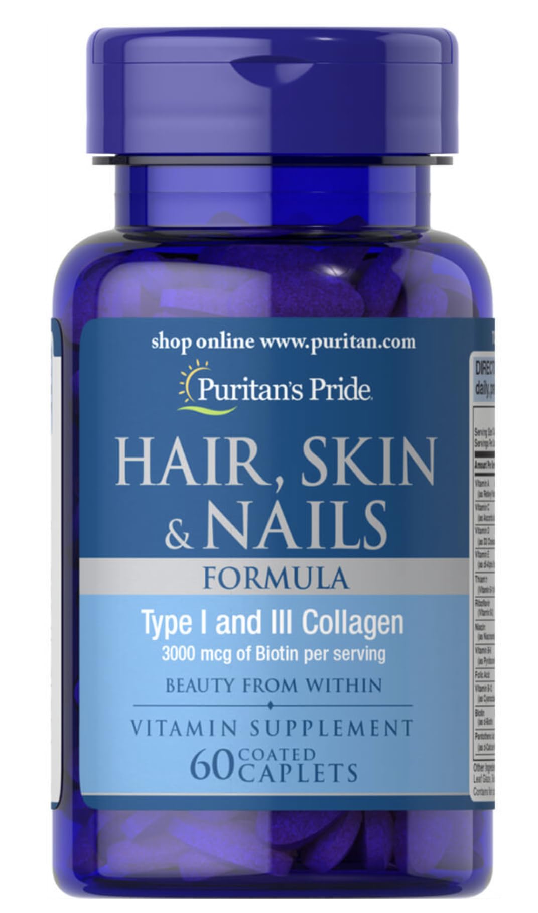 Puritan's Pride cabello piel uñas: promueve brillo saludable.