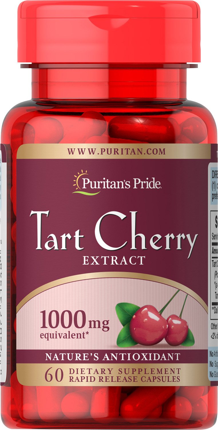 Puritan's Pride Extracto de Cereza Ácida 1000 mg en botella para bienestar diario.