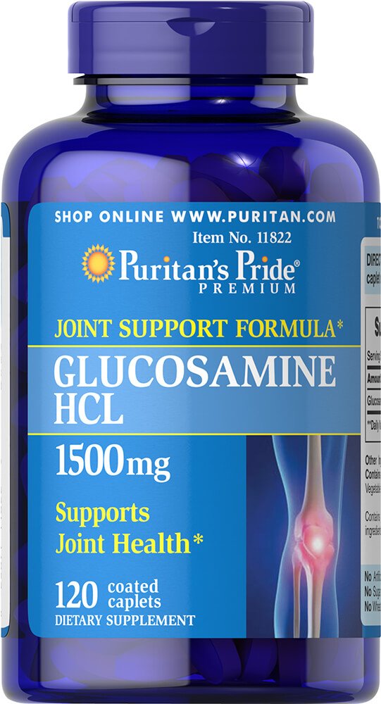 Puritan's Pride Glucosamina 1500 mg, botella, apoyo a la movilidad diaria.
