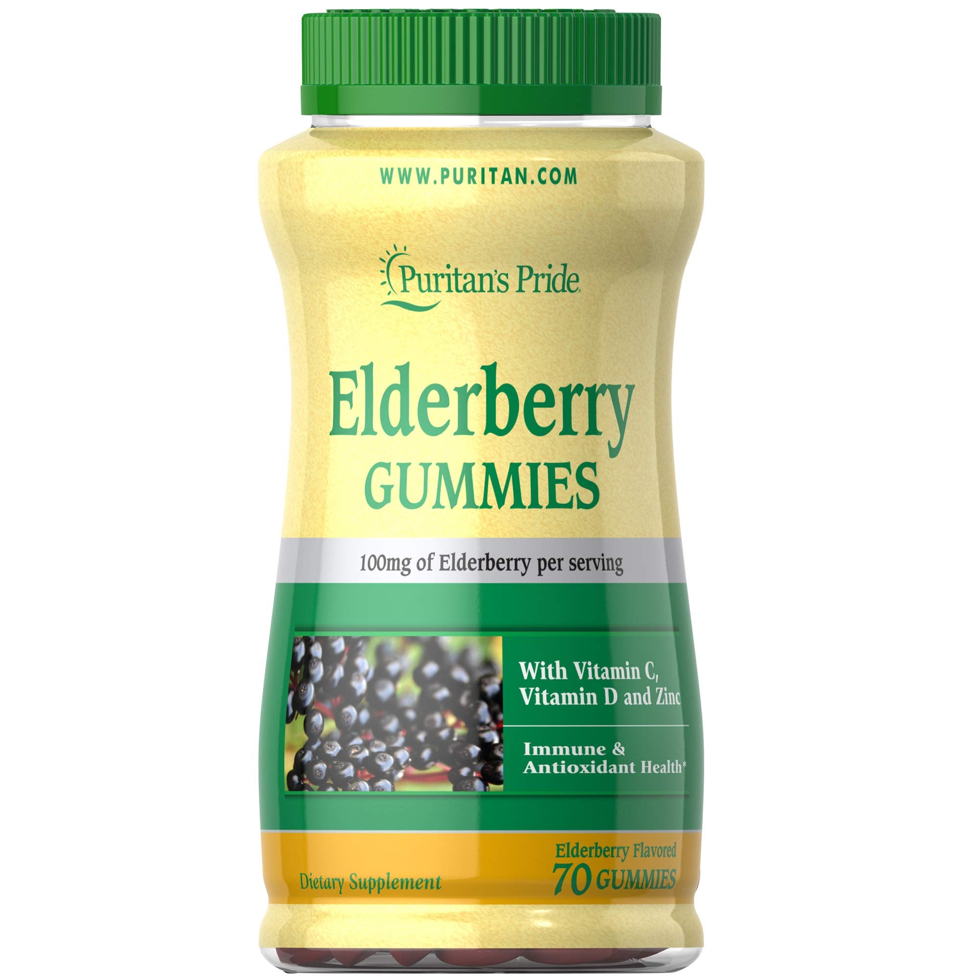 Puritan's Pride gomitas de sauco con vitaminas para apoyo inmune