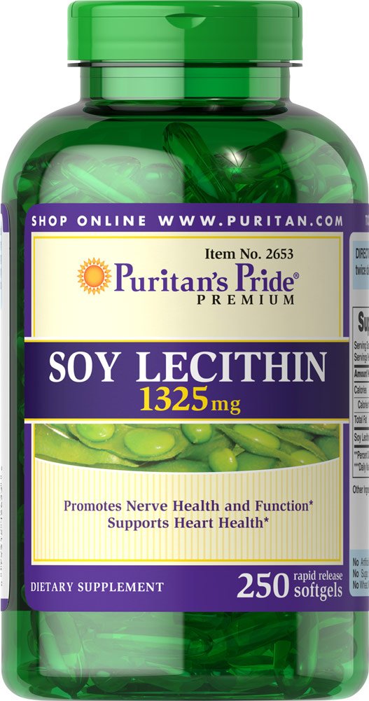 Puritan's Pride Lecitina de soja 1325 mg, cápsula de liberación rápida, apoya el bienestar general