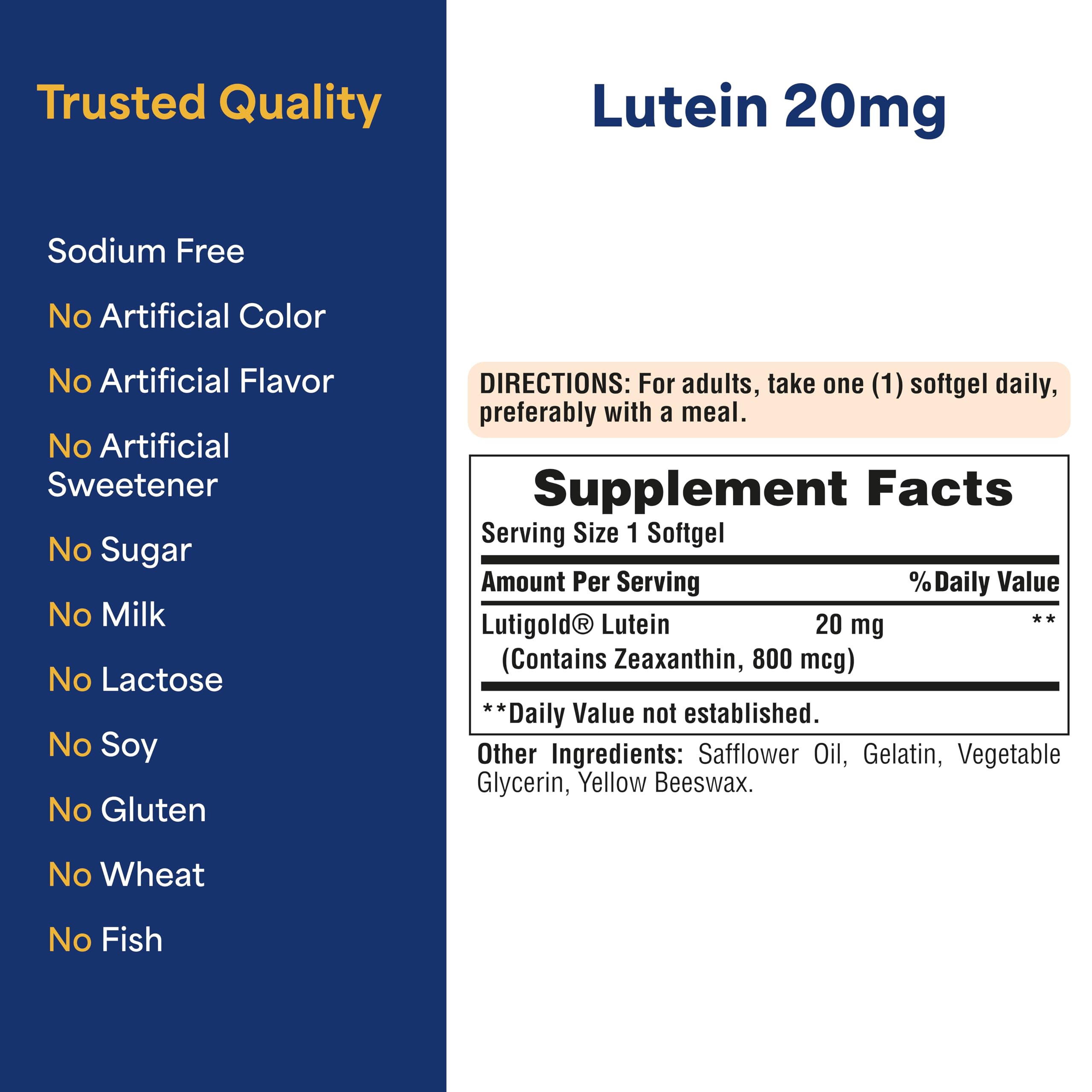 Puritan's Pride Lutigold Lutein enfoque en pantalla para comodidad durante largas sesiones.