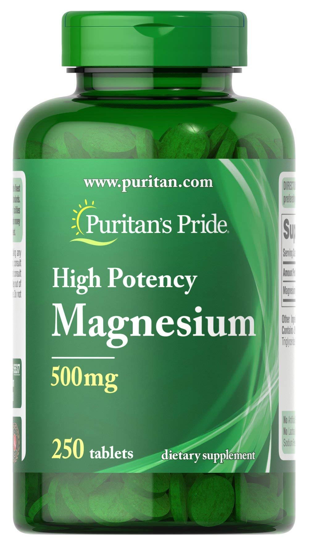 Puritan's Pride magnesio 500 mg, tableta, apoyo para músculos y nervios.