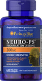 Puritan's Pride Neuro-PS botella de cápsulas que apoya el funcionamiento cerebral diario