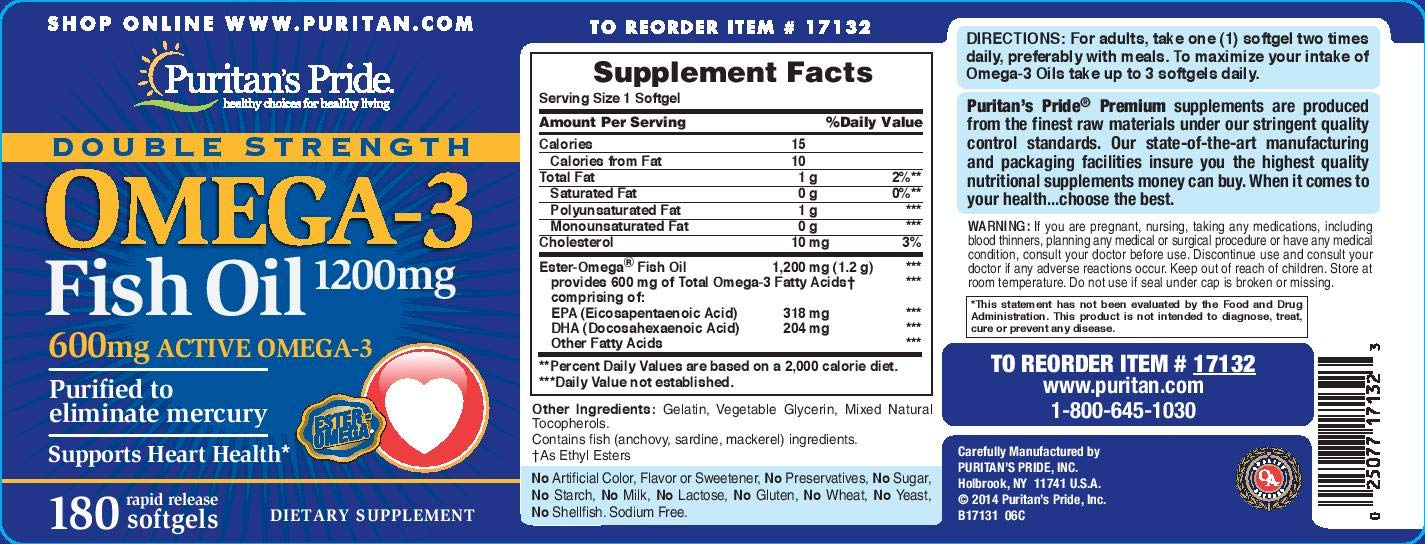 Puritan's Pride Omega-3 caja exterior con diseño claro para organización.