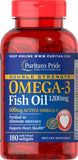 Puritan's Pride Omega-3 cápsulas 1200 mg para apoyo diario de la salud cardiovascular.