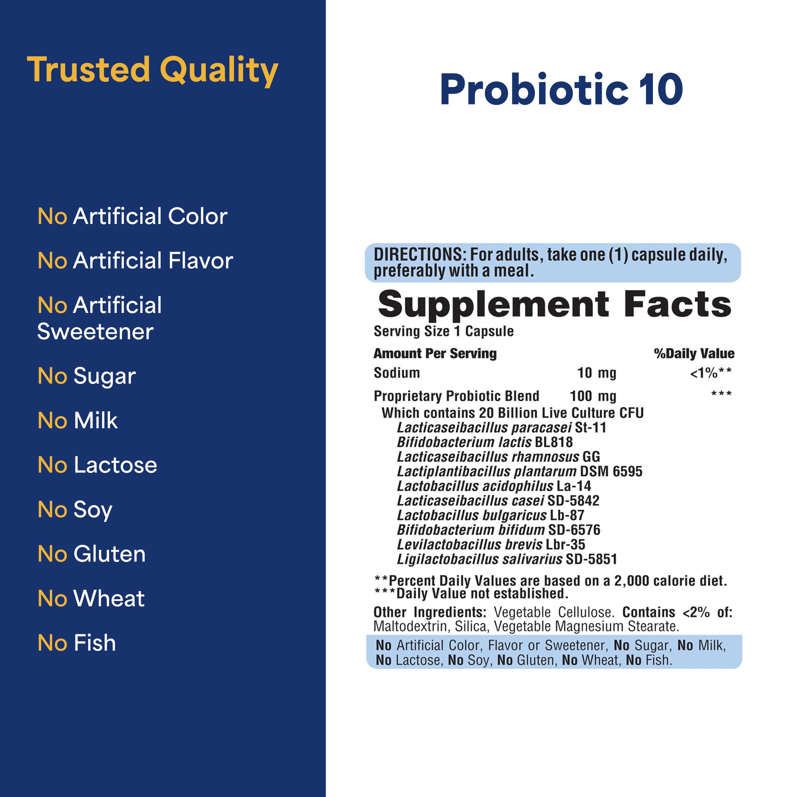 Puritan's Pride Probiotic 10 - beneficio inmunitario potencial junto a vitamina D.