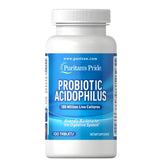 Puritan's Pride Probiotic Acidophilus, botella visible, apoyo diario para la digestión.