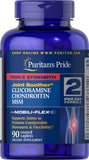 Puritan's Pride Glucosamina, Condroitina y MSM en botella: apoyo para articulaciones y movilidad.