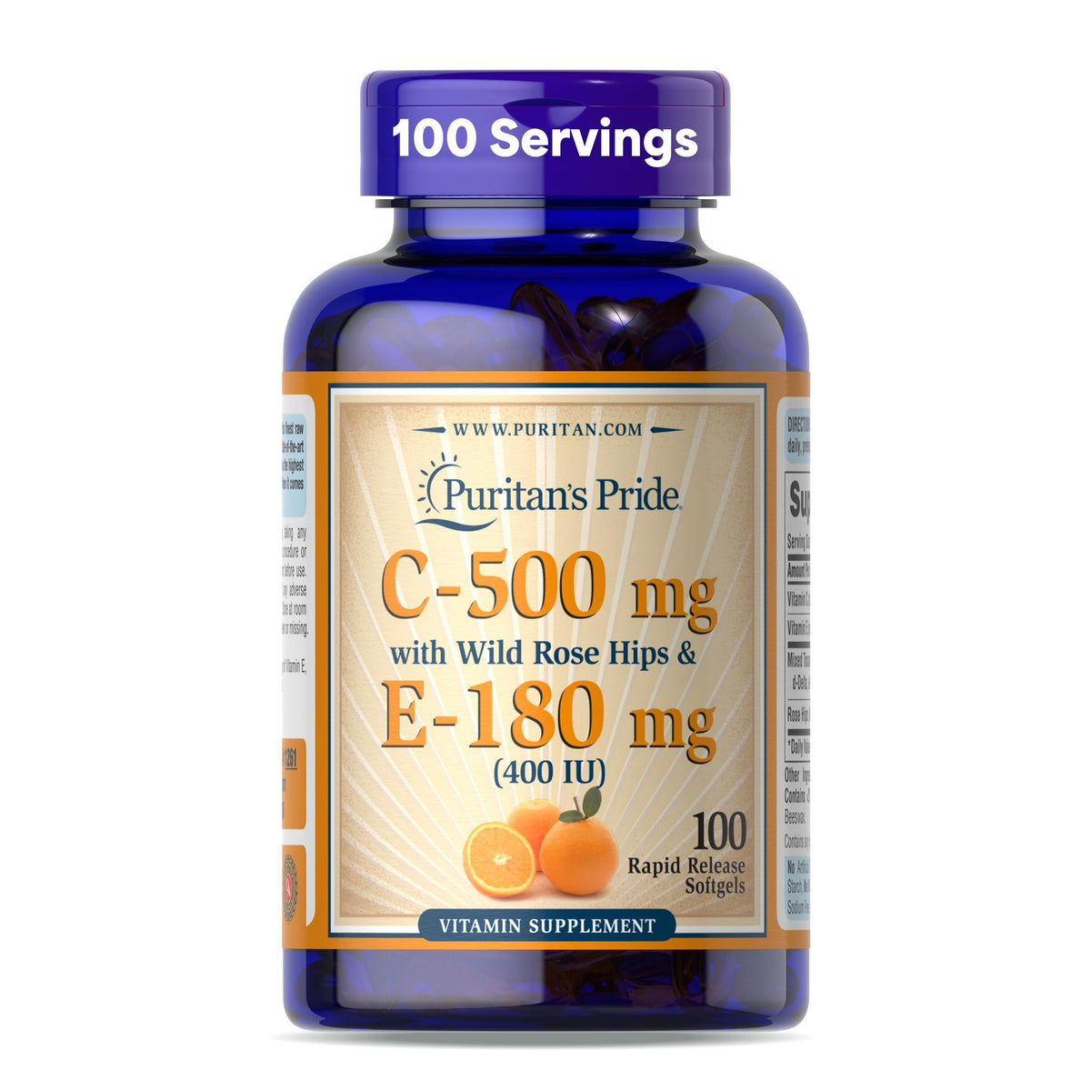 Puritan's Pride Vitamina C con escaramujos de rosa, cápsula blanda para uso diario