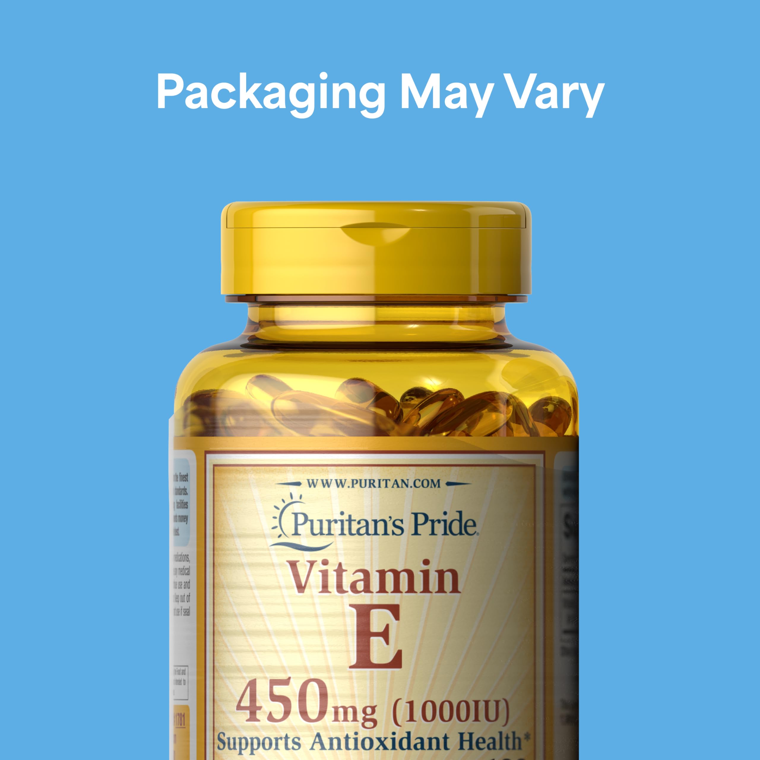 Puritan's Pride Vitamina E 450 mg, cápsulas dentro del bote, uso diario cómodo