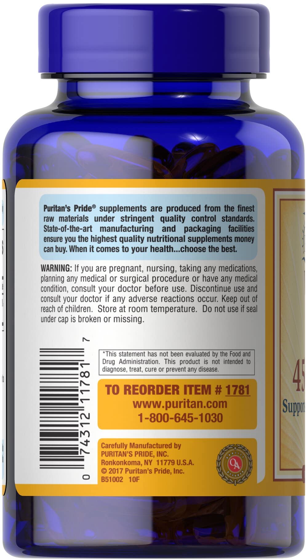 Puritan's Pride Vitamina E 450 mg: softgels fáciles de tragar para cuidado de la piel